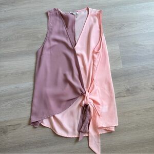 Elegant Pink and Mauve Sleeveless Wrap Top
